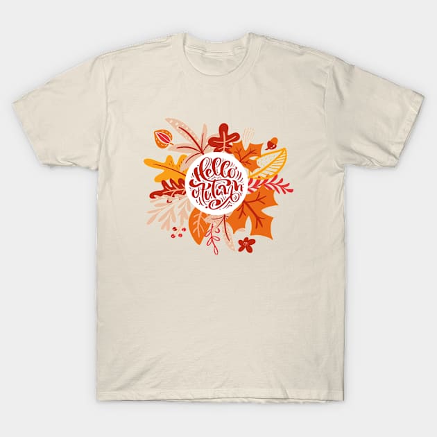 Thanksgiving - Hello Autumn - Welcome Fall T-Shirt by igzine